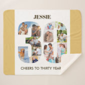 Foto collage op nummer 30 Neutrale 30e verjaardag Sherpa Deken (Voorkant (horizontaal))