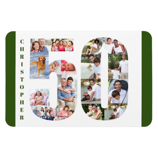 Foto collage op nummer 50 - 50e verjaardag magneet (Horizontaal)