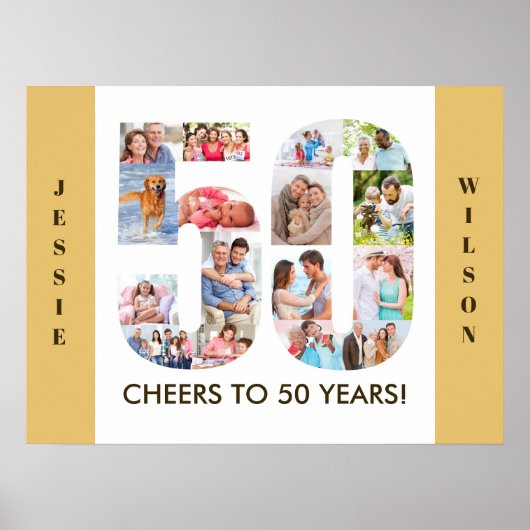 Foto collage op nummer 50 Neutraal 50e verjaardag Poster (Voorkant)
