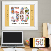 Foto collage op nummer 50 Neutraal 50e verjaardag Poster