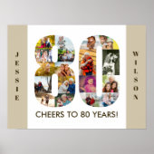 Foto collage op nummer 80 Neutrale 80e verjaardag Poster (Voorkant)