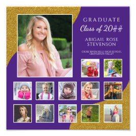 Foto-Collage Paars en Gold van de middelbare schoo Foto Afdruk