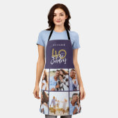 Foto collage paars en goud 40e verjaardag schort (Gedragen)