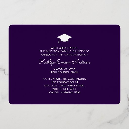 Foto Collage Paars & Gold Foil Afstudeerder Kaart (Achterkant)