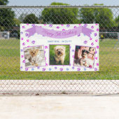 Foto Collage Paars Pink Paw Prints Pet Birthday Spandoek (Insitu)