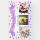 Foto Collage Paars Pink Paw Prints Pet Birthday Spandoek (Verticaal)