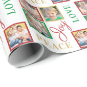 Foto Collage Peace Love Joy Kerstmis Cadeaupapier (Rol Hoek)