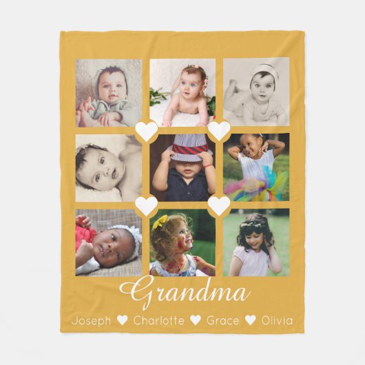 Foto Collage personaliseerde 9 foto's met hart Fleece Deken (Voorkant)