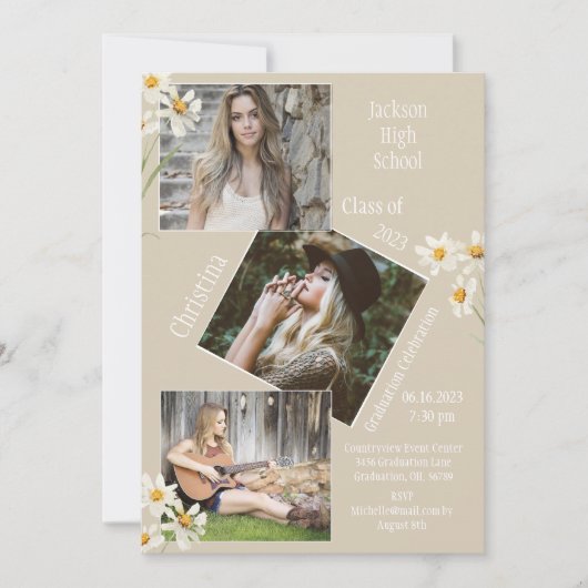 Foto Collage Persoonlijk 4 Afbeeldingen Afstuderen Aankondiging (Voorkant)