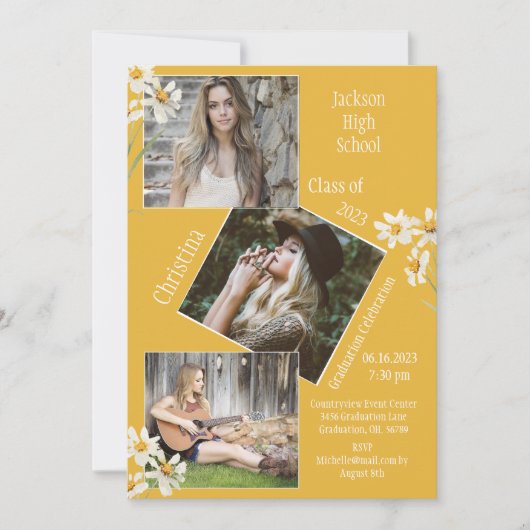 Foto Collage Persoonlijk 4 Afbeeldingen Gold Aankondiging (Voorkant)