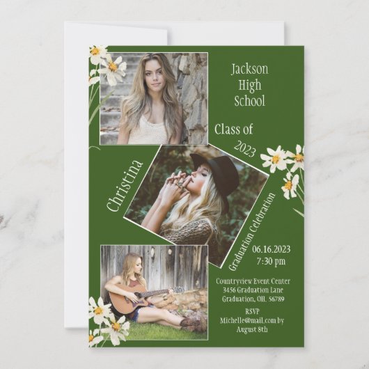 Foto Collage Persoonlijk 4 Afbeeldingen Groen Aankondiging (Voorkant)