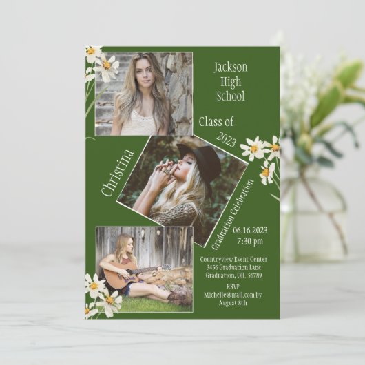 Foto Collage Persoonlijk 4 Afbeeldingen Groen Aankondiging (Staand voorkant)