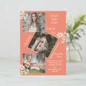 Foto Collage Persoonlijk 4 Afbeeldingen Sinaasappe Aankondiging (Staand voorkant)