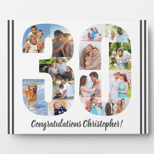 Foto Collage Persoonlijk Aantal 30 Geboortedag Fotoplaat (Voorkant)
