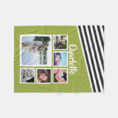 Foto Collage Persoonlijk Bright Groen Striped Fleece Deken (Voorkant (Horizontaal))