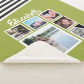 Foto Collage Persoonlijk Bright Groen Striped Sherpa Deken (3/4)