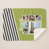 Foto Collage Persoonlijk Bright Groen Striped Sherpa Deken (Voorkant (horizontaal))