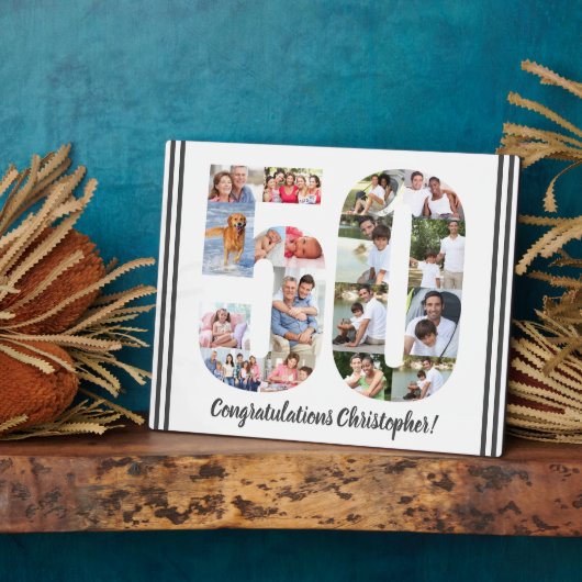 Foto Collage Persoonlijk nummer 50 Birthday Fotoplaat (Zijkant)