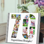 Foto Collage Persoonlijk nummer 70 Birthday Fotoplaat<br><div class="desc">70th Birthday Plaque - gepersonaliseerd met een fotocollage van je favoriete foto's en aangepaste tekst. Het fotomalplaatje is opstelling klaar voor u om uw foto's toe te voegen, die in de vorm van een aantal 70 zullen worden getoond. De formulering, die momenteel luidt "Gefeliciteerd [naam]!", kan ook worden aangepast. Blader...</div>