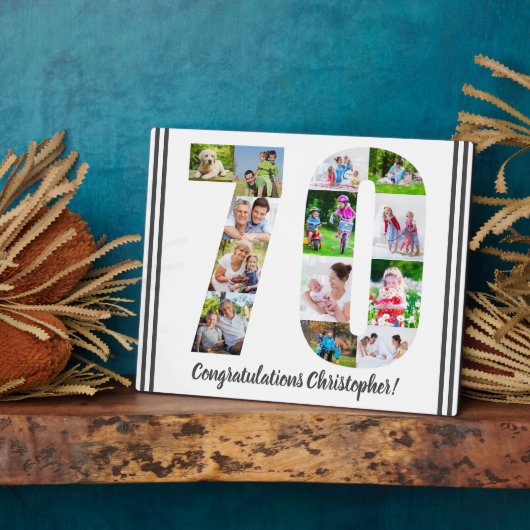 Foto Collage Persoonlijk nummer 70 Birthday Fotoplaat (Zijkant)