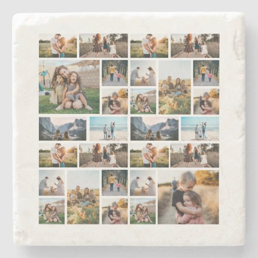 Foto Collage Persoonlijk Stenen Onderzetter (Voorkant)