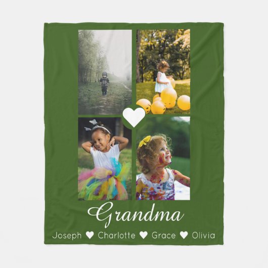 Foto Collage persoonlijke 4 foto's met hart Fleece Deken (Voorkant)