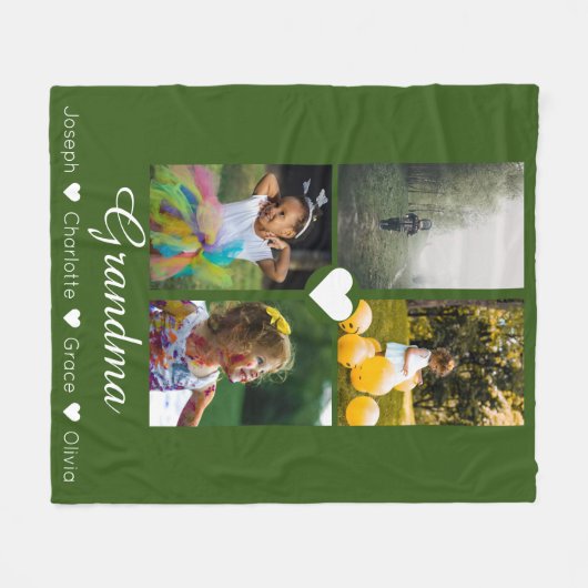 Foto Collage persoonlijke 4 foto's met hart Fleece Deken (Voorkant (Horizontaal))