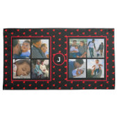 Foto Collage Persoonlijke Familie Rode Harten Zwar Kussensloop (Voorkant-Rechts)