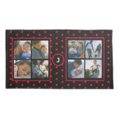 Foto Collage Persoonlijke Familie Rode Harten Zwar Kussensloop (Achterkant-Links)