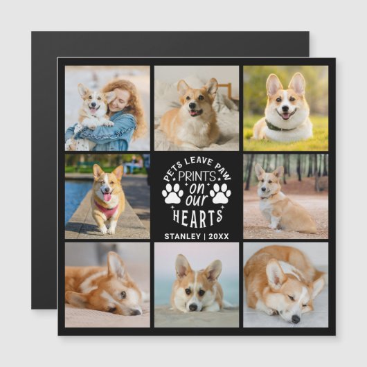 Foto Collage Pet Herdenking Magnetische Kaart (Voorkant / Achterkant)