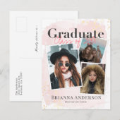 Foto Collage Pink Afstuderen Aankondiging (Voorkant / Achterkant)