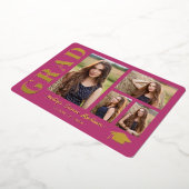 Foto Collage Pink & Gold Foil Afstudeerder Kaart (Gedraaid)