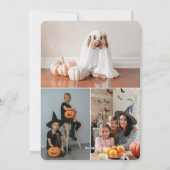 Foto Collage Pompoen Heks Pet Halloween Kaart (Achterkant)