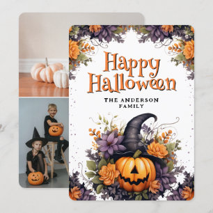 Foto Collage Pompoen Heks Pet Halloween Kaart