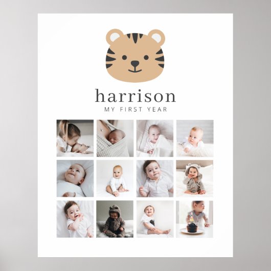 Foto Collage Poster - Tijger Gezicht (Voorkant)