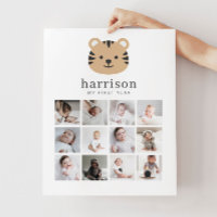 Foto Collage Poster - Tijger Gezicht