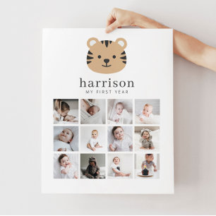 Foto Collage Poster - Tijger Gezicht