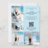 Foto Collage QR-code Blauwe Afstudeerfeest Kaart (Achterkant)