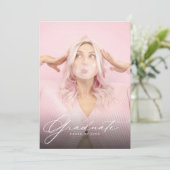 Foto Collage QR-code Blush Roze Afstudeerfeest Kaart (Staand voorkant)