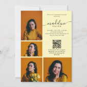 Foto Collage QR-code Gele Afstudeerfeest Kaart (Achterkant)