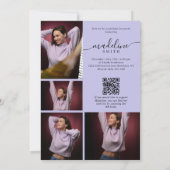 Foto Collage QR-code Paarse Afstudeerfeest Kaart (Achterkant)