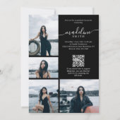 Foto Collage QR-code Zwart Wit Afstudeerfeest Kaart (Achterkant)