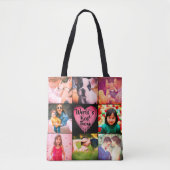 Foto collage raster hart monogram tote bag (Voorkant)