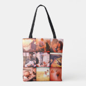 Foto collage raster hart monogram tote bag (Achterkant)