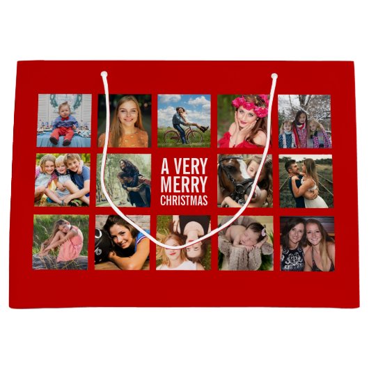 Foto Collage Red Kerstmis Groot Cadeauzakje (Voorkant)