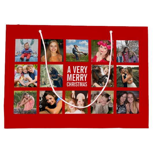 Foto Collage Red Kerstmis Groot Cadeauzakje (Achterkant)