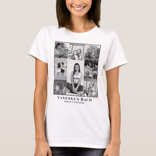 Foto Collage Retro Afbeelding Bachelorette Bestie T-shirt (Voorkant)