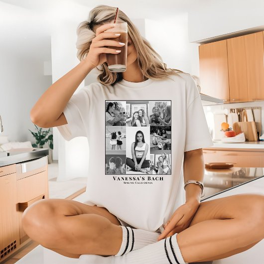 Foto Collage Retro Afbeelding Bachelorette Bestie T-shirt