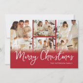 Foto Collage Rood Familie Kerstmis Feestdagenkaart (Voorkant)