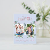 Foto Collage Roos Gold Green Merry kerst Feestdagenkaart (Staand voorkant)